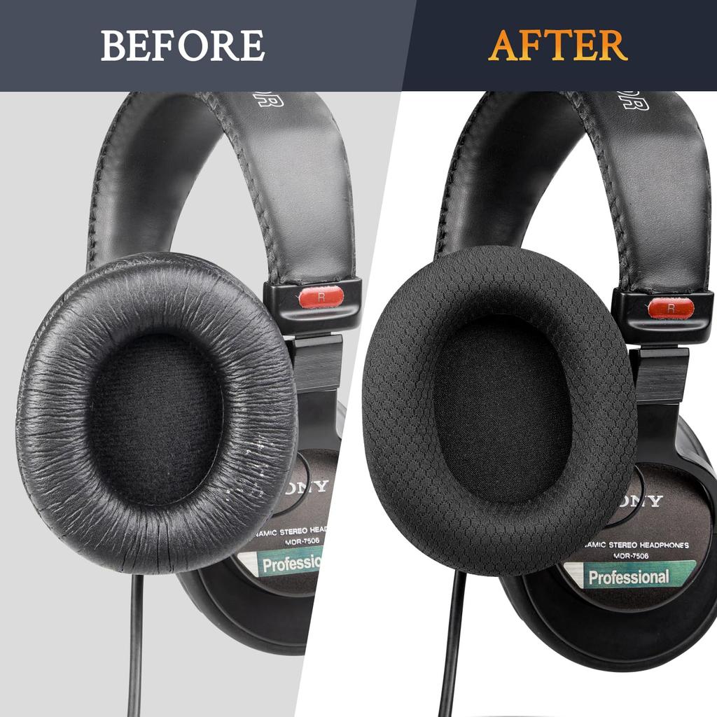 Амбушюры SOULWIT сетчатая ткань для наушников SONY, сменные амбушюры, шумоизоляционные пенные амбушюры, черные MDR-CD900ST / MDR-7506 / MDR-V6 / MDR-V7