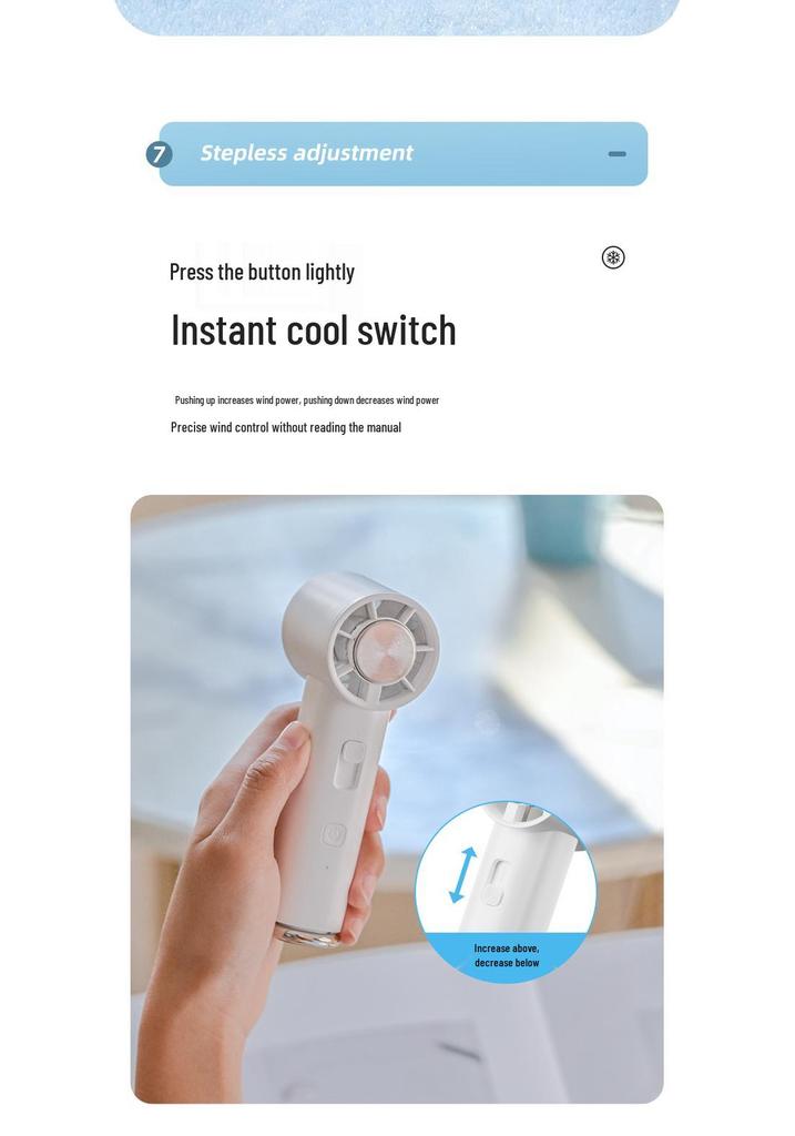 Portable High-Speed Mini Fan with Stepless Speed Control and Ice Pack