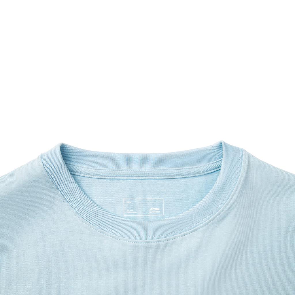 Li-Ning Удобная Повседневная Простая Свободная Футболка с Круглым Вырезом и Коротким Рукавом Женские Топы Яркий Весенне-Голубой AHSV286-2