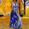 Women's Slip Dress Maxi Long Dress Sapphire Print Dress Spring & Summer V Neck Leisure Vacation