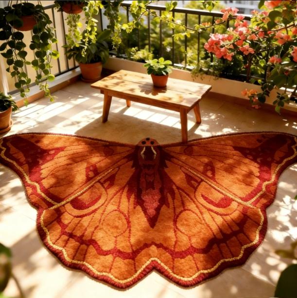 Butterfly Pattern Irregular Plush Carpet Thick Soft Floor Mat For Living Room Bedroom Home Decor Fluffy Area Rug
