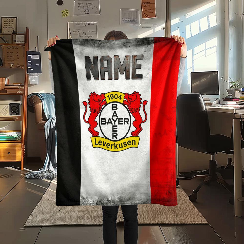Custom Name Bayer Leverkusen Flannel Blanket, High quality Comfortable for All Seasons, Home Decor, Warmth and Comfort
