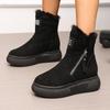 Fashion Chunky Platform Wedge Heel Furry Ankle Boots Women 2025 Winter Side Zip Thick Bottom Fluffy Fur Snow Boots Warm Plush Suede Shoe