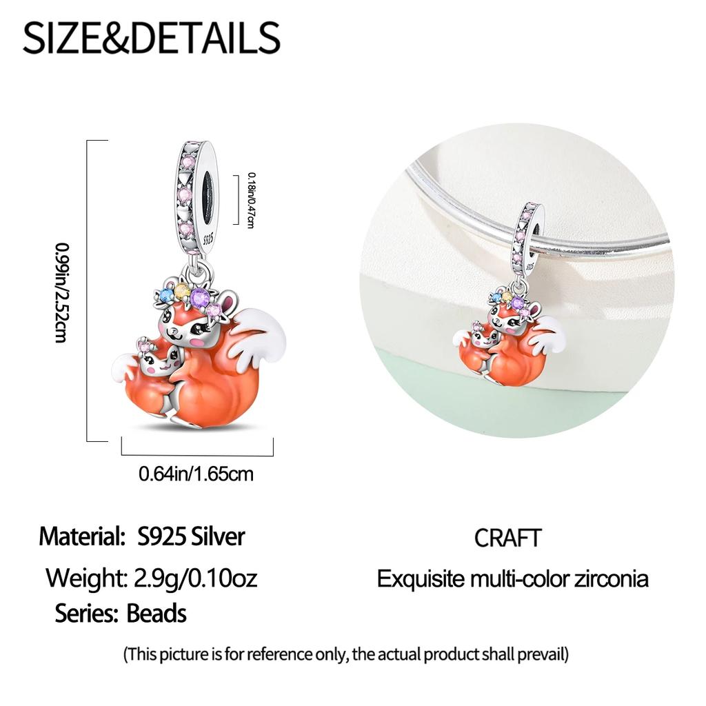 Charms Original Copper Squirrel Pendant Mother'S Day Beads Fit Bracelet Diy Fine Gift Women Delicate Jewelry Access