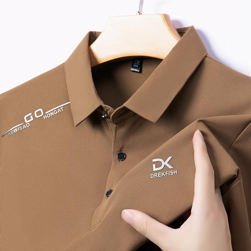 TUCANO Long-Sleeve T-Shirt for Men, Spring And Autumn Casual Polo Shirt with Collar, Business Formal Wear Comfortable Top Men's Clothing, Black 4XL
