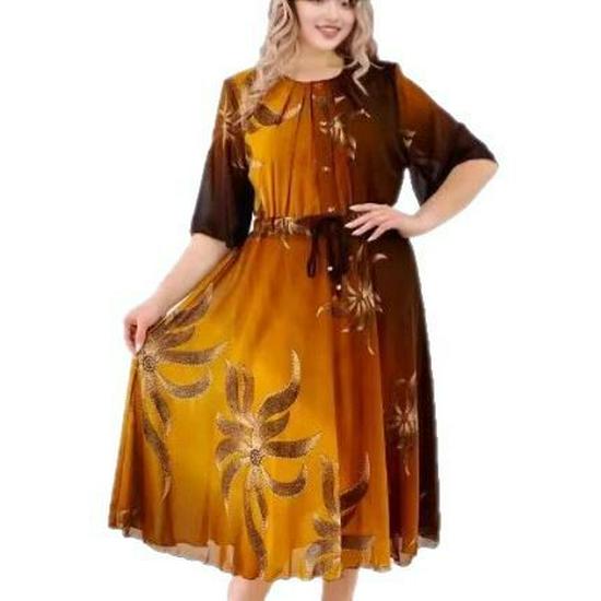 Европейское и американское ретро-платье миди с принтом, рукавами семь восьмых и защитой от солнца