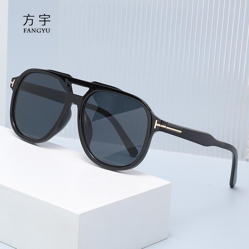 T-shaped double beam sunglasses men's new sunglasses European and American ins Internet celebrity toad sunglasses