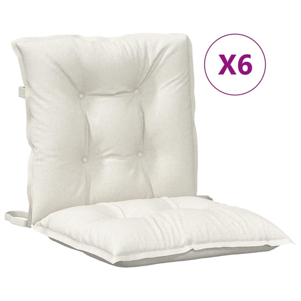 Low back Chair Cushions 6 pcs Melange Cream 100 x 50 x 7 cm Fabric