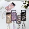 Роскошный Женский Чехол для Телефона с Блестками для Samsung Galaxy Z Flip 7 fe 6 5 4 3 Flip7 Flip6 5G Милый Кристальный Камень Блеск Ремешок на Запястье