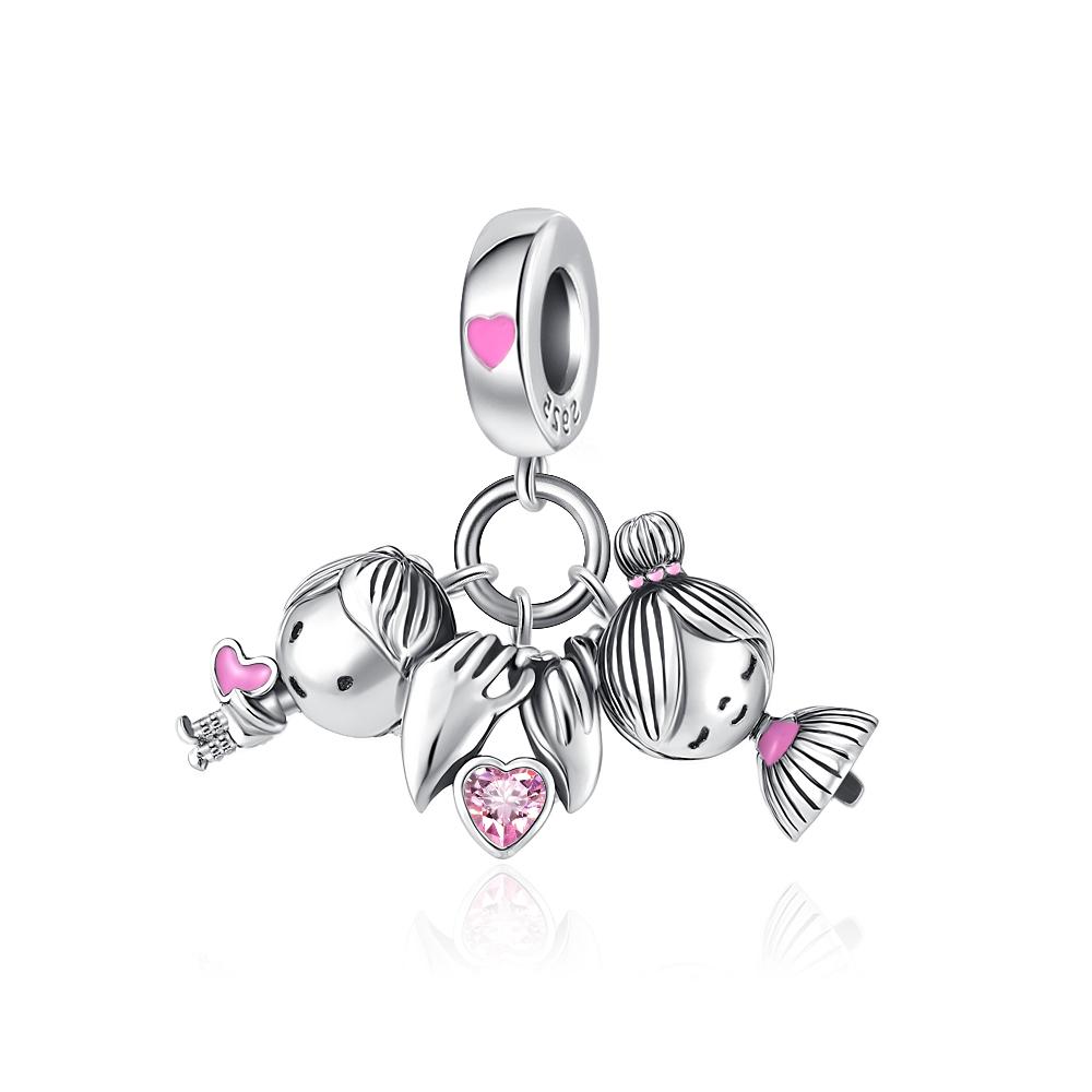 Семейный Шарм Fit Original Браслет Блестящая Бусина Diy Женские Украшения Подарок Медная Штучка Украшения Подарок на Вечеринку