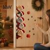 Easy Peel And Stick Murals Christmas Cat Door Sticker, Cute Santa Hat Kittens Wall Decal, Self Cartoon Kitty Window Graphics Adhesive Waterproof