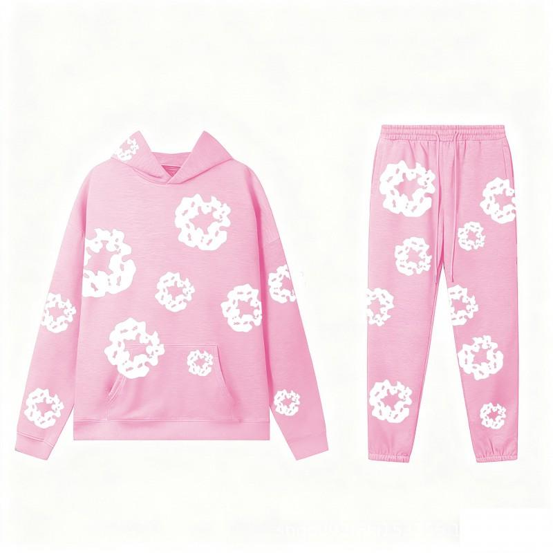 Streetwear Hoodie Set Women Kapok Print Loose Fit Long Sleeve Casual Outfit