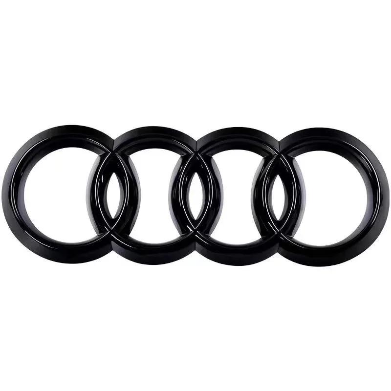 Silver/Black Four Ring ABS Car Front Emblem Badge And Rear Trunk Emblem Badge Sticker Suitable For q2 A3 A4 A5 A7 A2 Q3 Q5 Q8