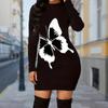 Длинные рукава леопардовый 3D принт платье женские мини платья осень обтягивающие эластичные вечерние платья