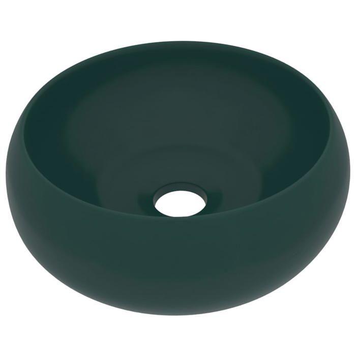 VidaXL Round Luxury Washbasin Countertop Toilet Sink Bathroom Kitchen Cloakroom Home Interior Green 147003