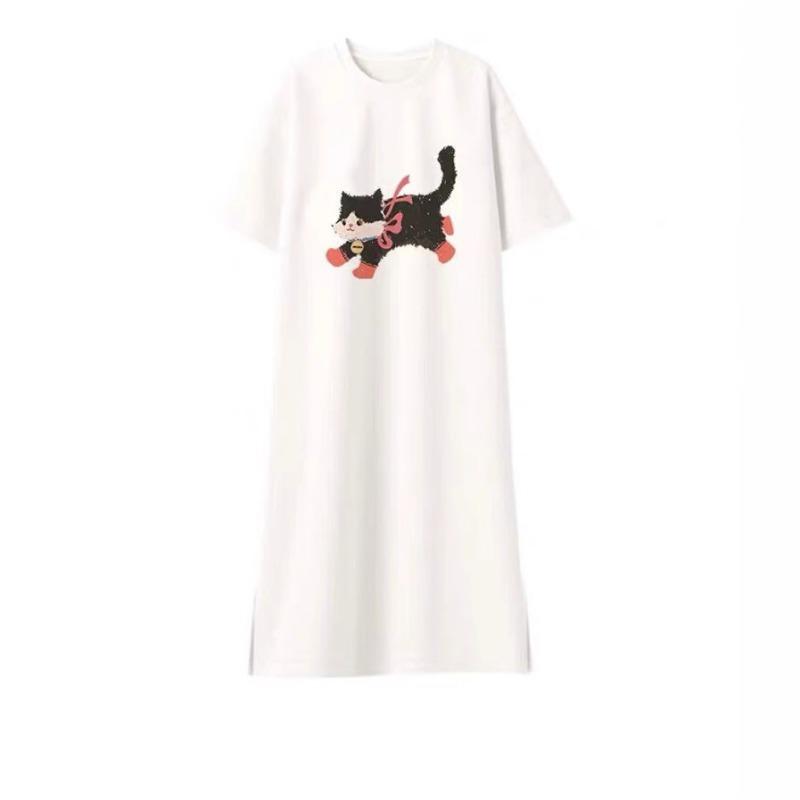 Женское платье-футболка свободного кроя большого размера Port Style Design Sense с короткими рукавами и разрезом средней длины