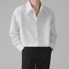 Men's Trendy Korean-Style White Shoulder Pad Loose Long-Sleeve Shirt for Spring and Autumn