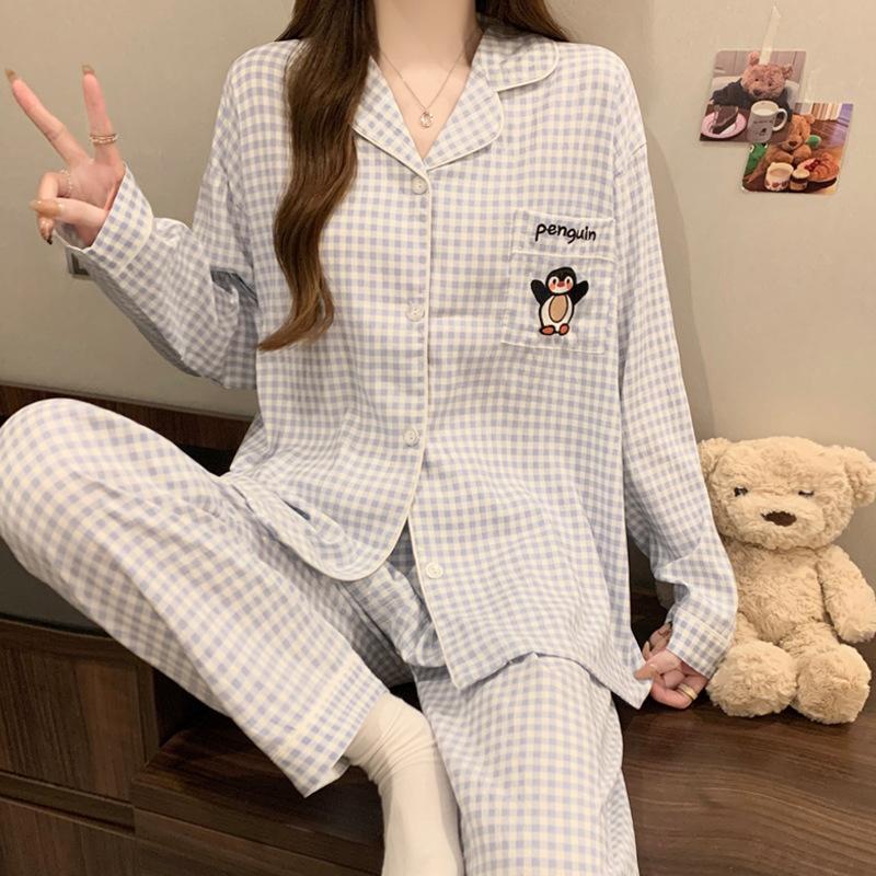 Cloud Cotton Pajamas Women'S Long-Sleeved Cardigan Cute Cartoon Girl Style Loungewear Suit