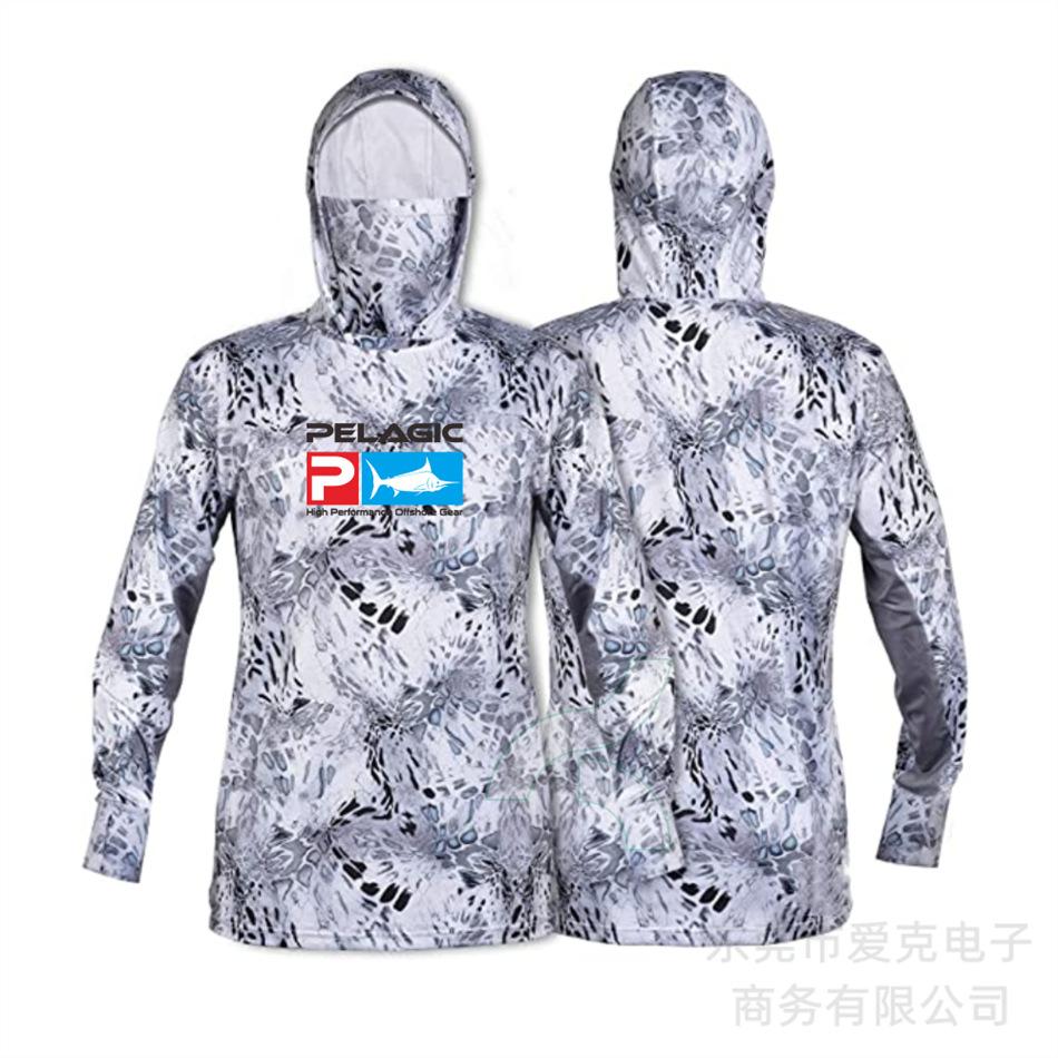 Pelagic Fishing Suit Summer Sportswear Men's Hooded Mask Fishing Shirt Quick-Drying Breathable T-Shirt