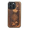 Wooden Case for iPhone 13 Pro, wind rose merbau