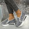 Большие размеры темпераментные повседневные туфли с пайетками женские летние 2024 новые дышащие и легкие модные женские туфли