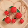 Cute Fruit Bag Pendant Persimmon Leather Keychain DIY Material Package Keyring  Car Accessory