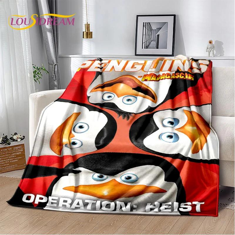 Милые пингвины из мультфильма «Мадагаскар» Плед, Мягкий плед для дома, спальни, кровати, дивана, пикника, путешествий, офиса, Покрывало, Подарок для ребенка