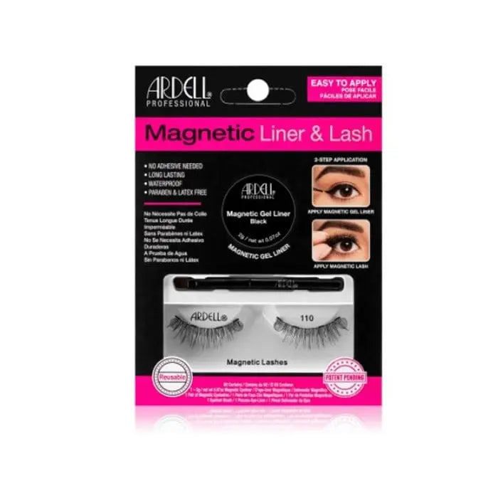 Faux cils - ardell - 110 - noir - kit avec gel magnétique - réutilisables