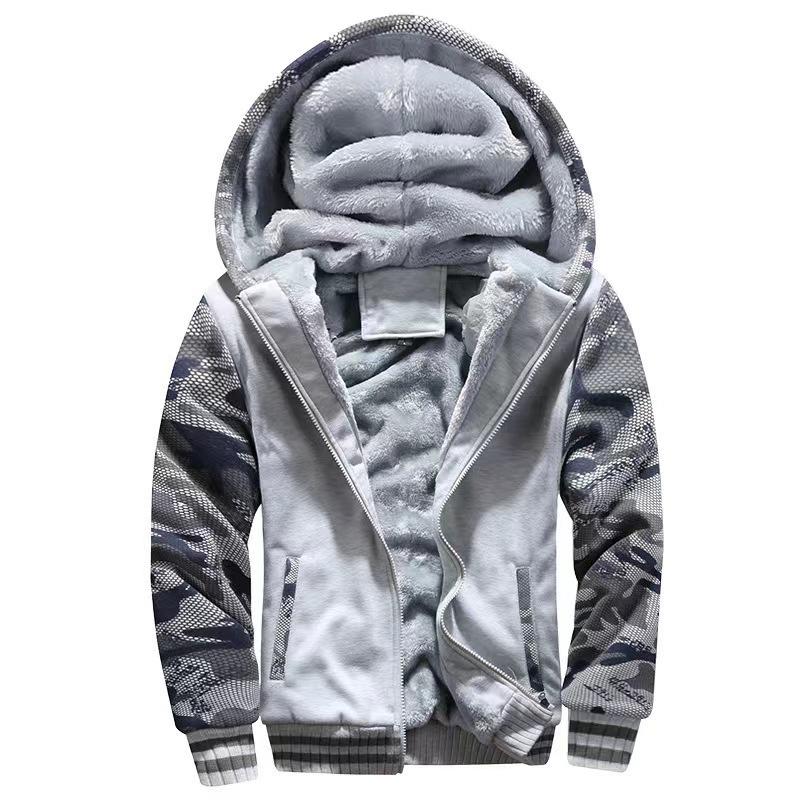 Popular Winter Camouflage Sweater Men's Casual Sports Cardigan Sweater Jacket Fleece Thickened Thermal Sweater