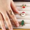 Dripping Oil Enamel Santa Claus Ring Christmas Tree Xmas Jewelry Ornaments Christmas Ring Set Gift
