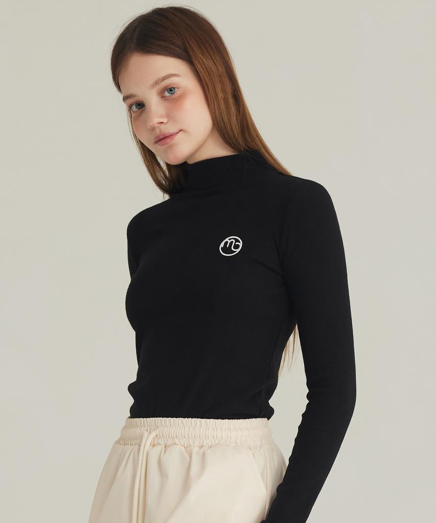 MACKY Half-Neck Layer T-Shirt Black