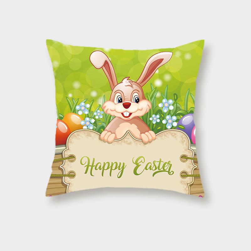 Easter Bunny Pastoral Farm Pillowcase Sofa Bedside Print Easter Egg Animals Leaning On The Waist Pillow
