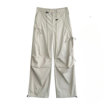 Быстросохнущие рабочие брюки для женщин, спортивные брюки для походов на лето, тонкие повседневные брюки с высокой талией и бантом