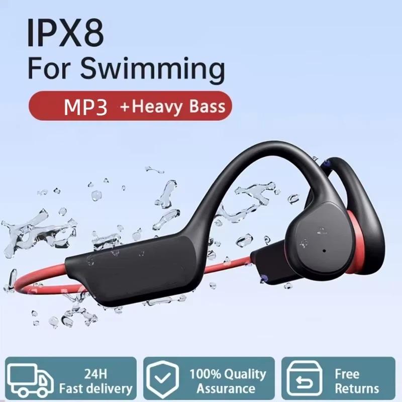 Наушники с костной проводимостью IPX8 Водонепроницаемые MP3 32 ГБ Bluetooth 5.4 Беспроводные наушники с микрофоном Hands-free Для плавания, спорта, фитнеса