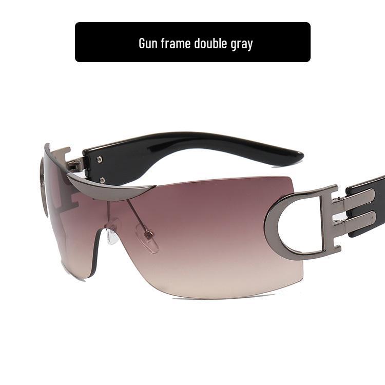 Большие безободковые солнцезащитные очки Y2K 2022 - Футуристичный спортивный дизайн