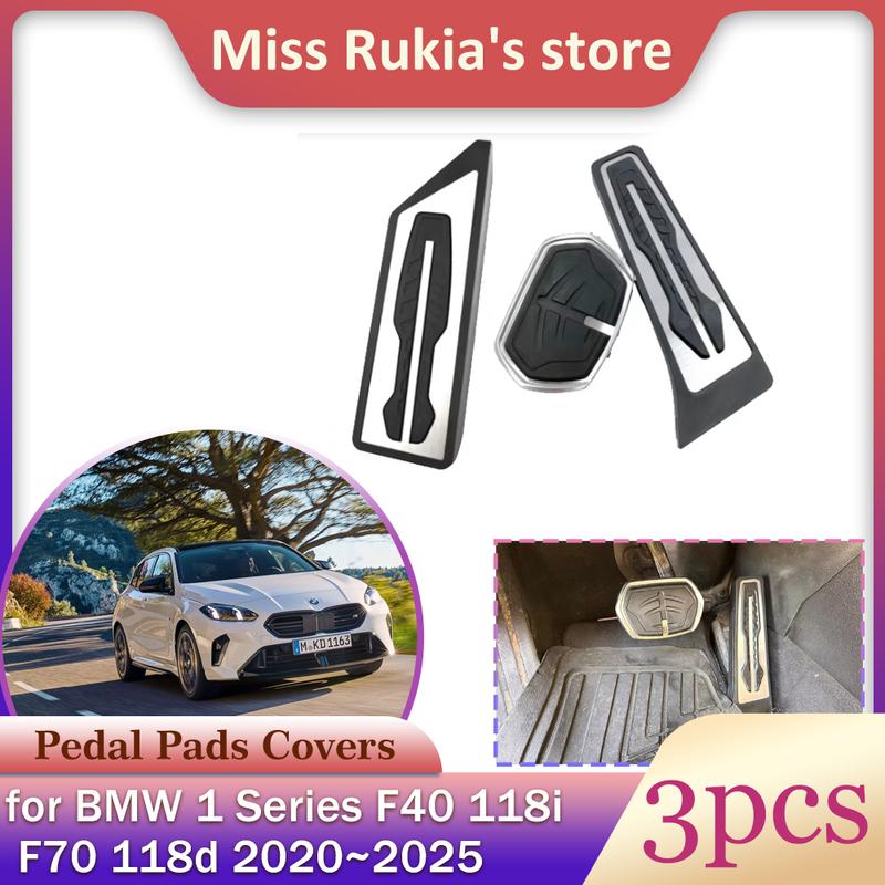 Car Gas Brake Pedal for BMW 1 Series F40 118i F70 118d 2020~2025 2021 Stainless Steel Anti-Slip Footrest Pedals Cover Accessorie