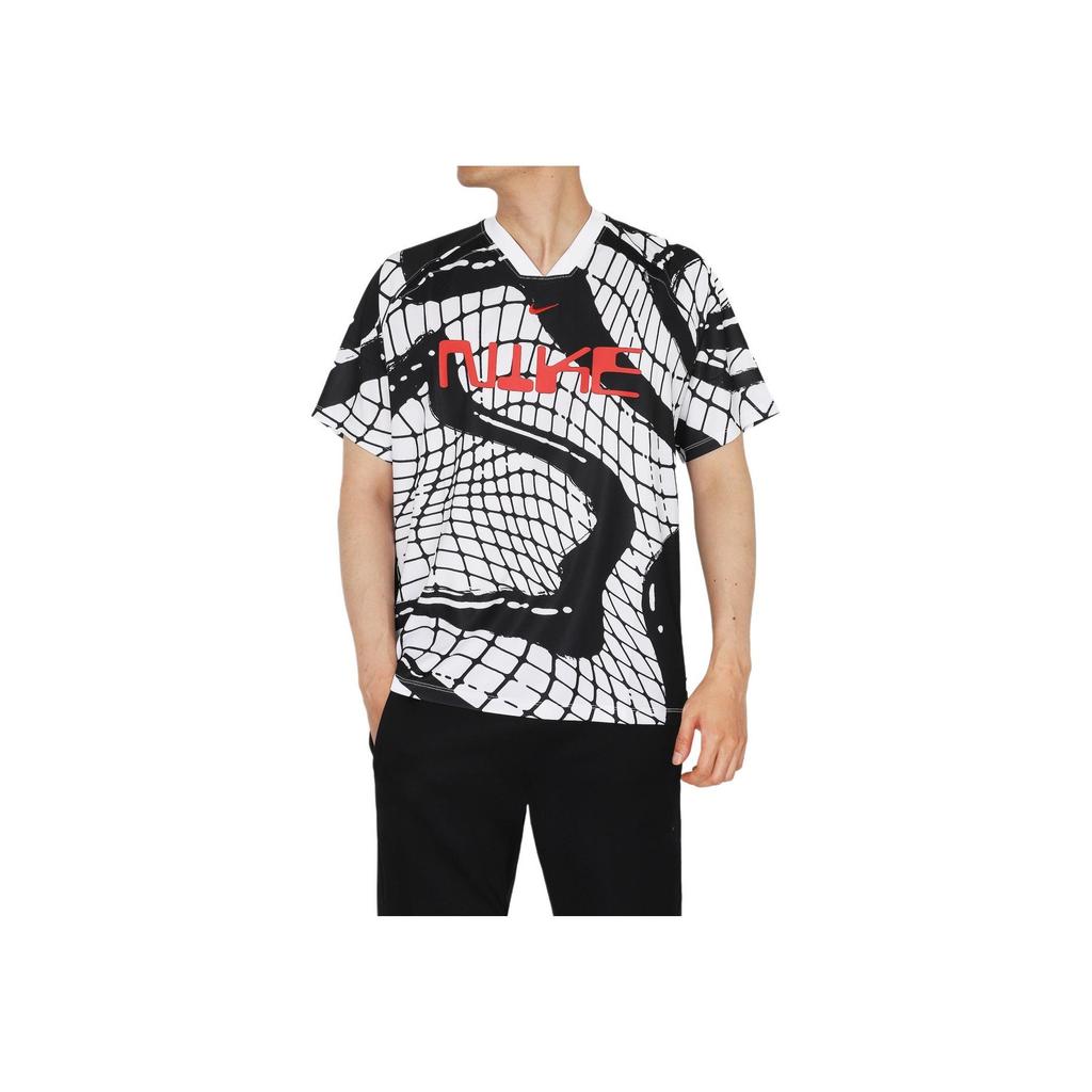 Nike Быстросохнущие мужские футбольные майки с короткими рукавами и принтом Dri-Fit Allover, белые FB6408-100