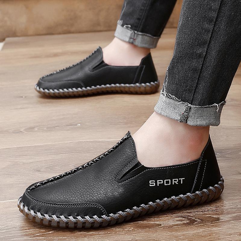 Мужские мокасины коричневые походные туфли мокасины без застежек обувь для вождения повседневная кожаная обувь ручной работы для активного отдыха черные широкие туфли для отца