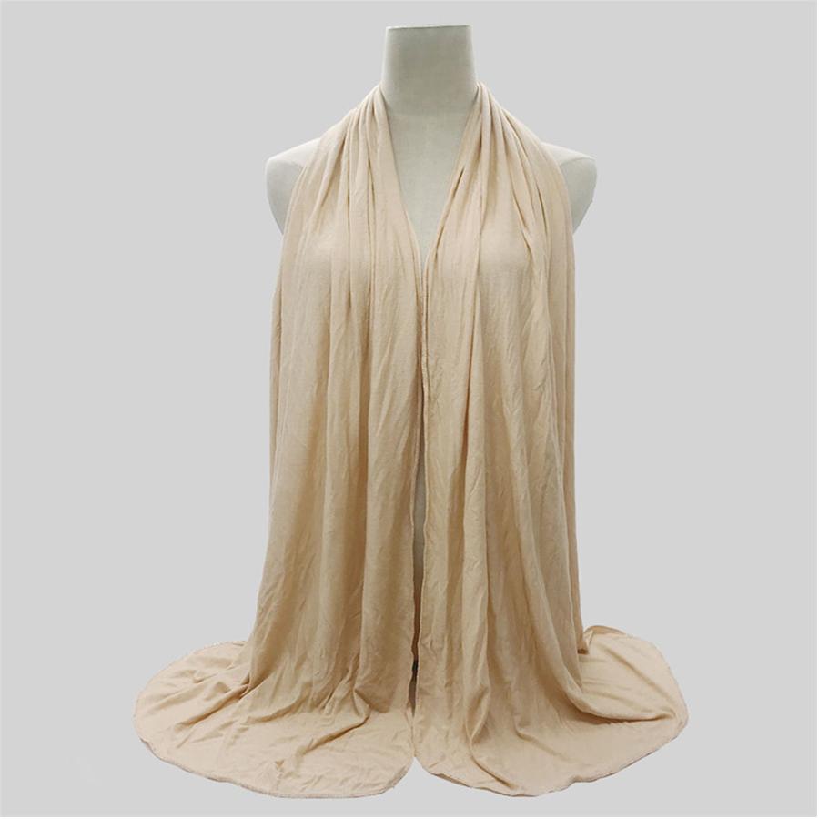 Трикотажный хиджаб шарф женский зимний теплый однотонный эластичный хлопковый шаль и обертывание большого размера повязка на голову мусульманский хиджаб шарфы