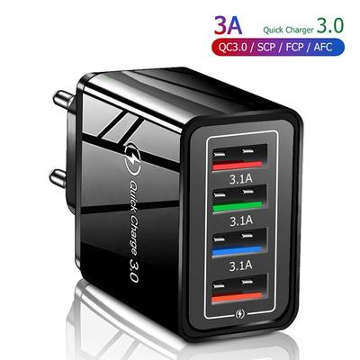 3A 4 USB быстрое зарядное устройство EU US Plug Quick Charge 3.0 настенный телефонный адаптер для iPhone Samsung Xiaomi Redmi портативное дорожное USB зарядное устройство