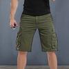 Мужские шорты карго средней посадки, застежка на пуговицу и молнию, повседневные шорты с множеством карманов, однотонные