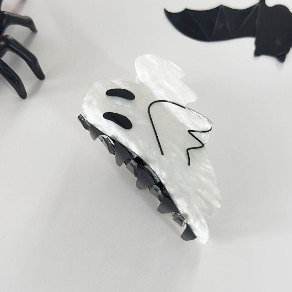 Acrylic Halloween Themed Gripper Ghost Skeleton Shark Clip Funny Halloween Hair Claw Girls