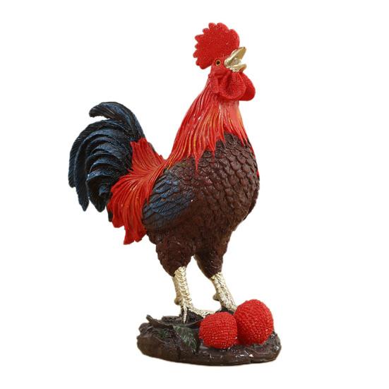 Crowing Rooster Figurine Chinese Style Cock Resin Statue Farm Animal Sculpture
