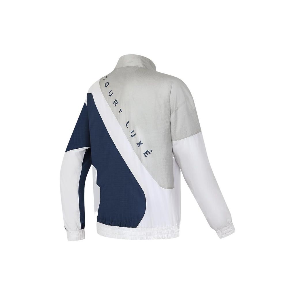 Fila Ретро спортивная куртка с воротником-стойкой, цветными блоками и принтом логотипа, тканая куртка для тенниса, мужская, цвет Night-Shadow-Blue A11M333704F-DB