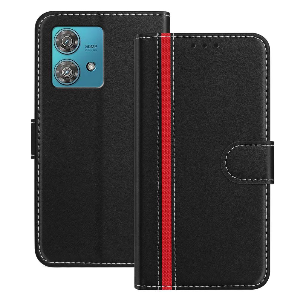 For Motorola Edge 40 Neo 5G Phone Cases Wallet Stand Color Splicing Leather Cover with Magnetic Clasp