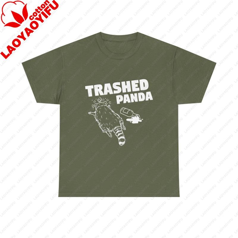 Funny Trashed Panda Racoon Gets Drunk Trashed Panda TShirt Drunken Raccoon Style Graphic Tee Women Clothing Graphic T Shirts