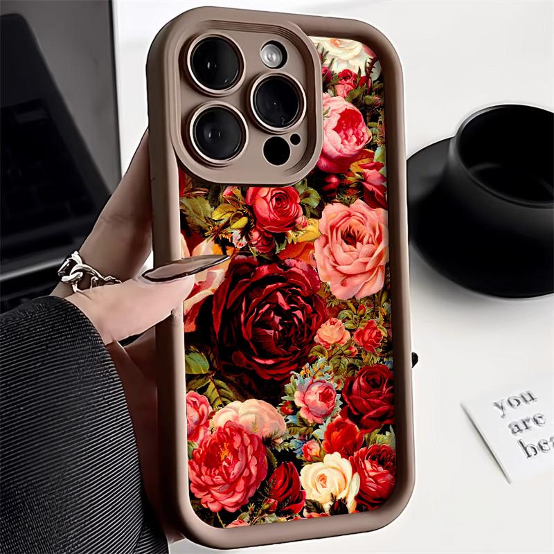 Чехол для телефона Flower для iPhone 11 15 16 Pro Max 13 14 12 XS X XR 7 8 Plus SE 16promax жидкий силиконовый противоударный мягкий чехол Funda