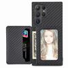 For Samsung Galaxy S25 Ultra Case RFID Blocking Carbon Fiber Leather Phone Back Cover with Card Holder