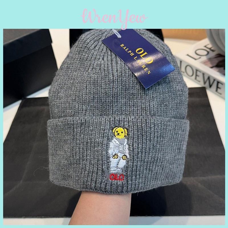 Stylish Acrylic Knit Cap For Autumn And Winter With Embroidered Character Design