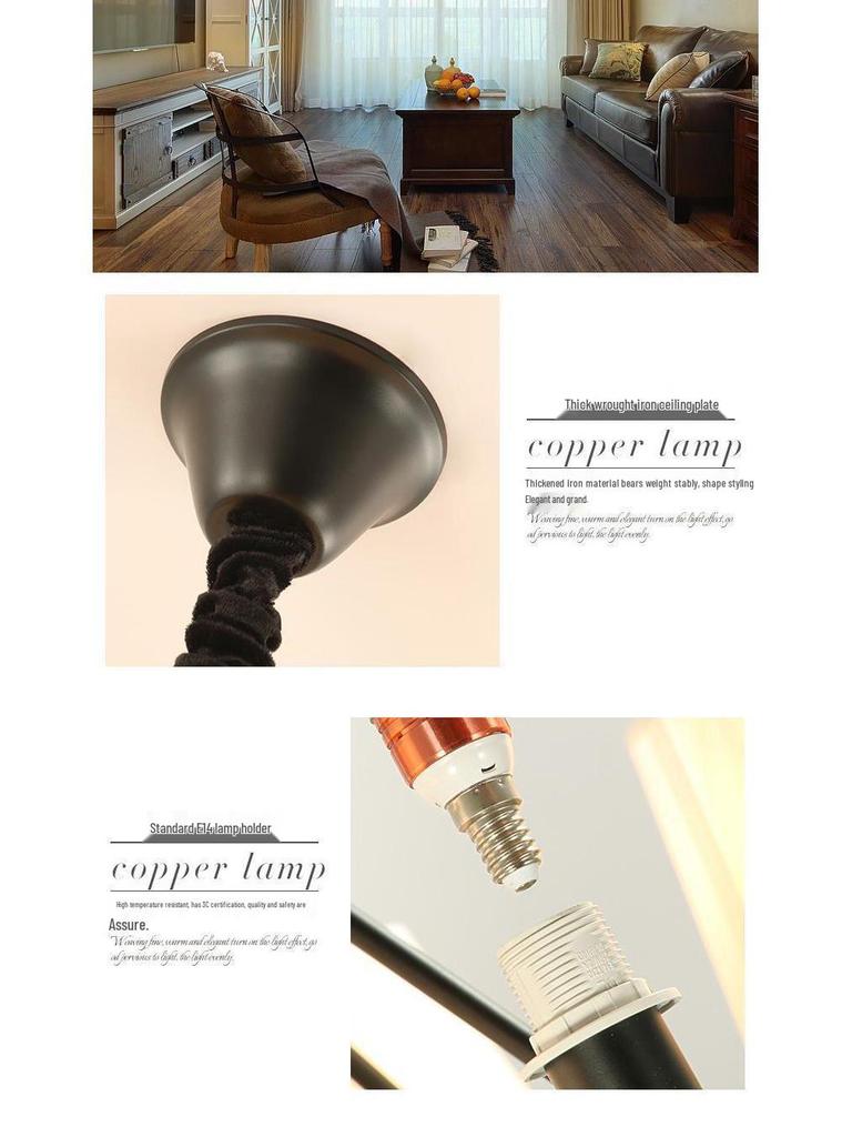 Черная ретро кованая люстра для гостиной, столовой или спальни